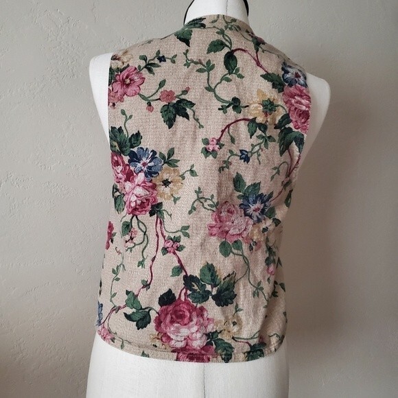 Womens Vintage 90s floral denim vest Large - Picture 4 of 9